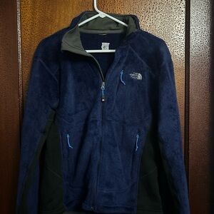 The North Face Women's Navy and Gray Teddy Jacket